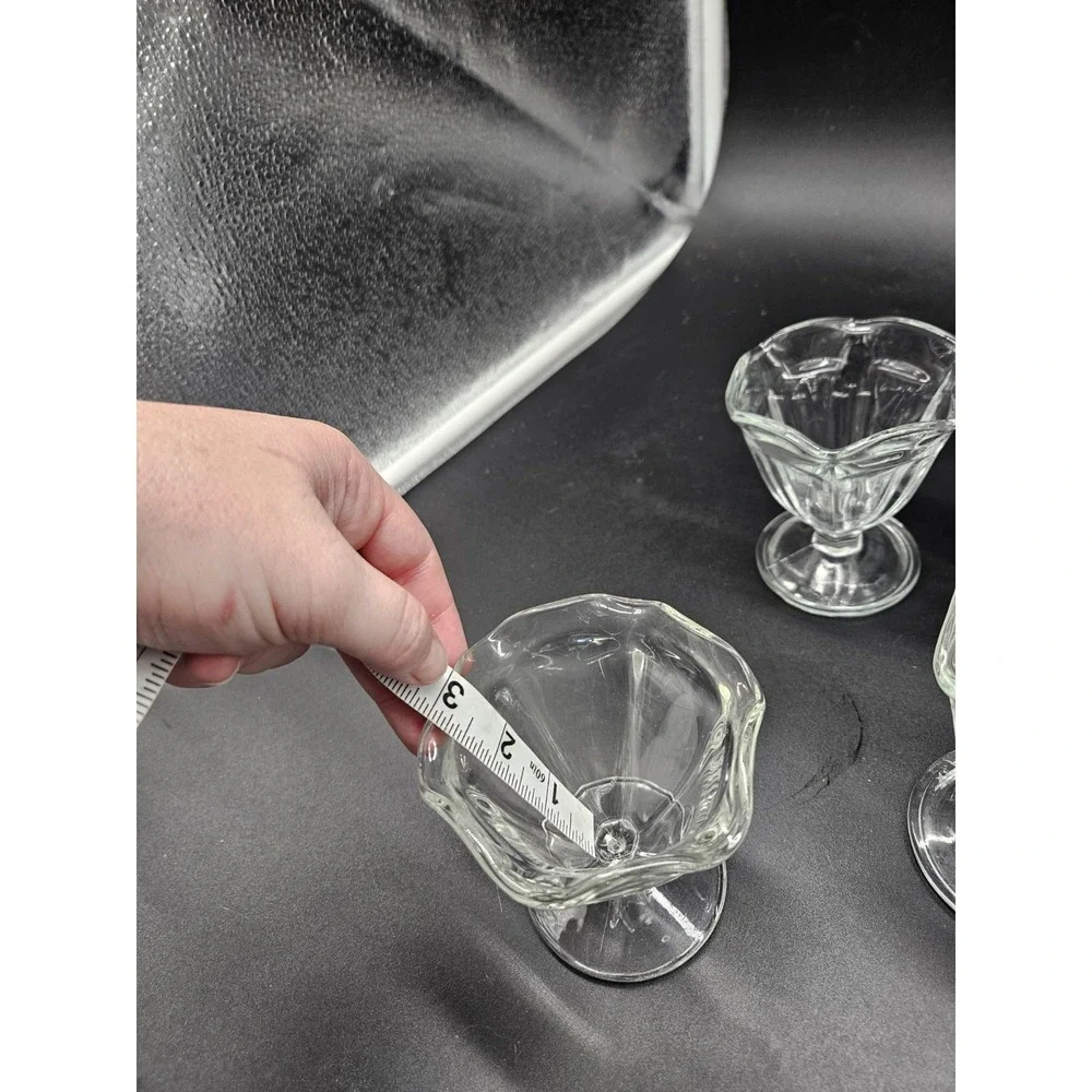 Anchor Hocking Tulip‎ Sundae Ice Cream Clear Footed Dessert Dishes SET of 4